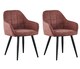 image 1 of Set of 2 Faux Suede Leather Dining Chairs with Arms Adrian Pink
