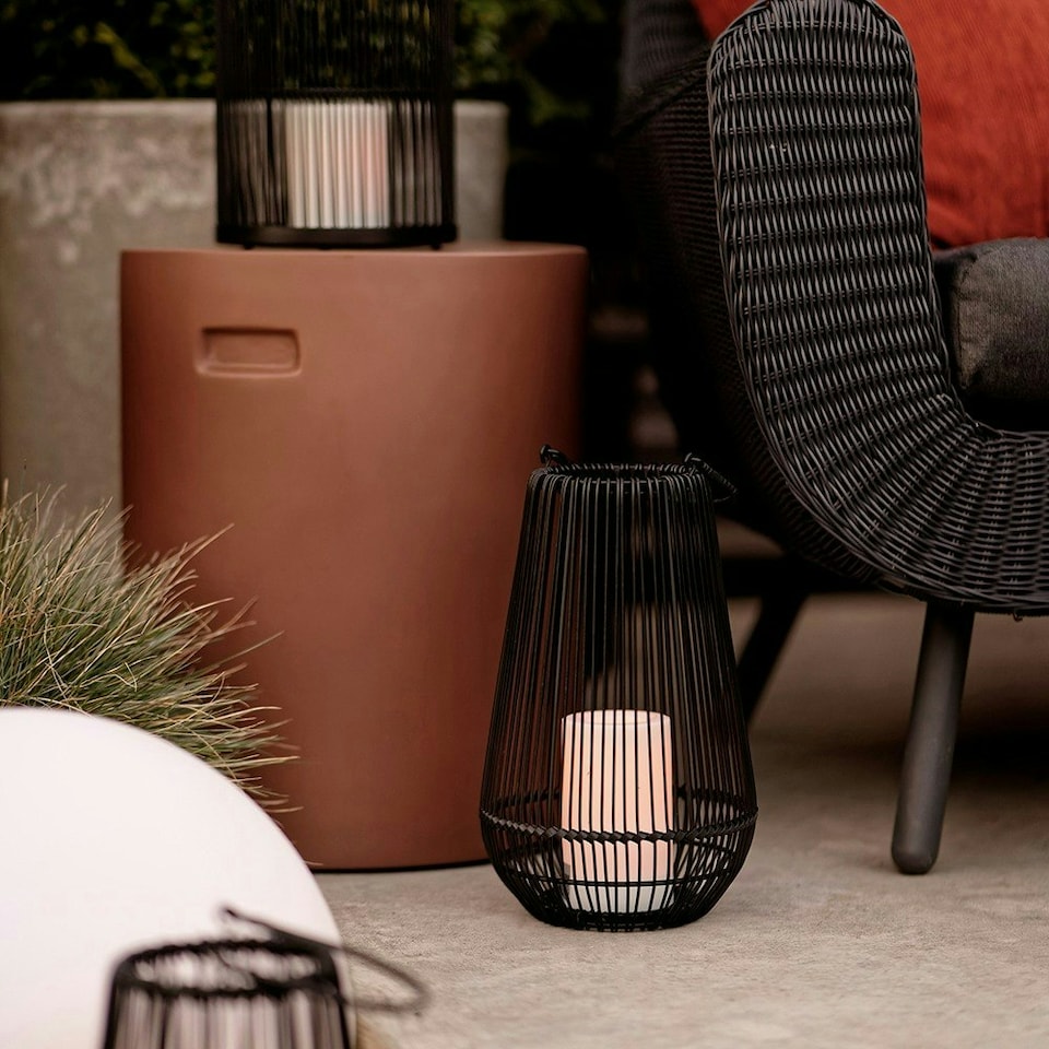 image 1 of ValueLights Vase Shaped Wire Basket Lantern 2 Pack Black Outdoor Decorative Light