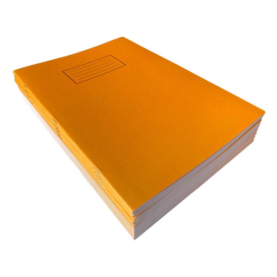 image 1 of Pack of 10 Janrax A4 Orange 80 Pages Feint and Ruled Exercise Books