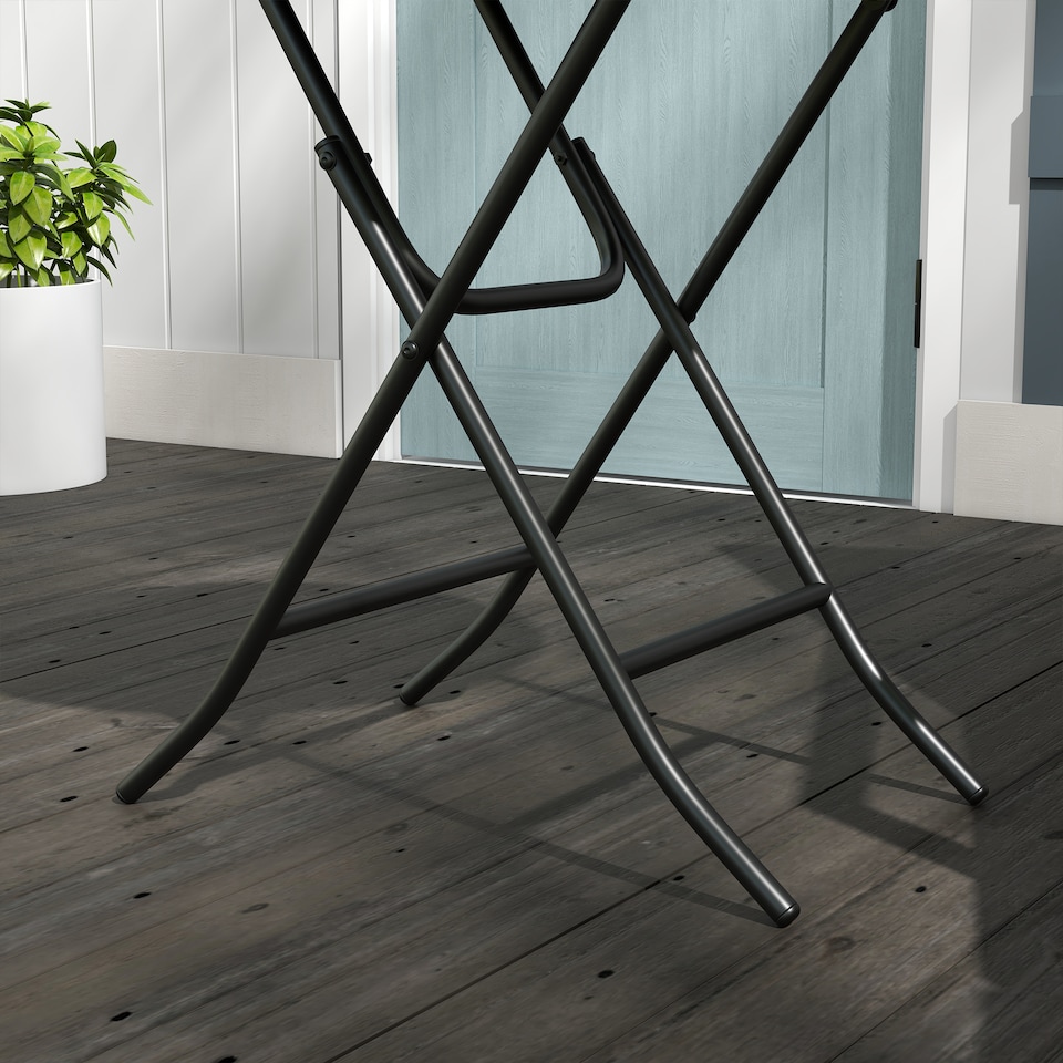 image 1 of Outsunny Foldable Outdoor Coffee Table, Metal Frame Rattan Side Table, Brown