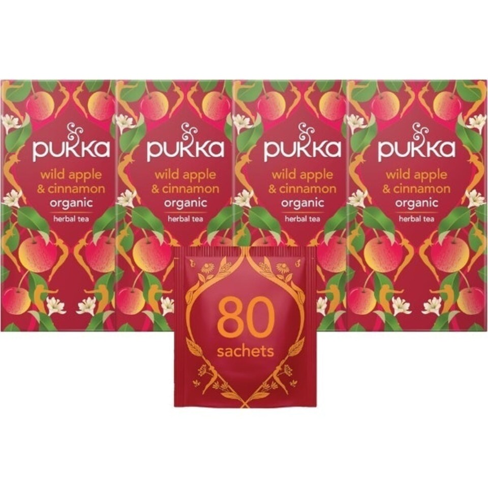 image 1 of Pukka Herbs Organic Herbal Tea, Apple & Cinnamon, 4 Packs, 80 Teabags 4