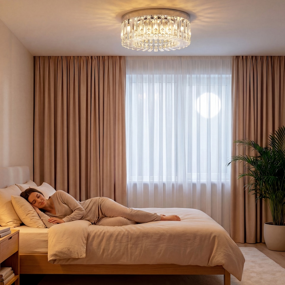 image 1 of HOMCOM Crystal Ceiling Light with 160 Crystal Pendants