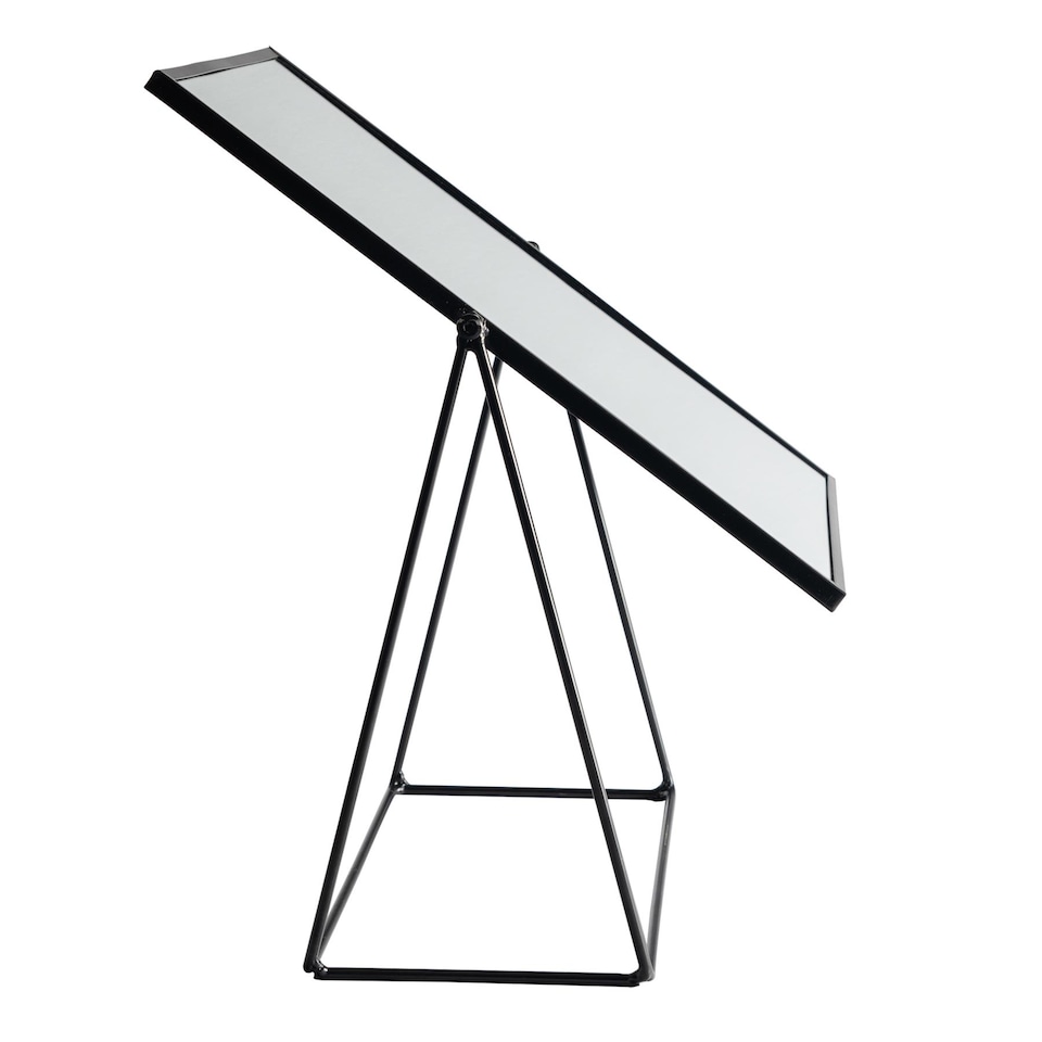 image 1 of Harbour Housewares 32 x 50cm Rectangle Makeup Mirror - Black - Dressing Table Mirror Bathroom Mirror Vanity Mirror Tabletop Mirror | Black | Black | 50 x 32 x 16.5 CM | 1