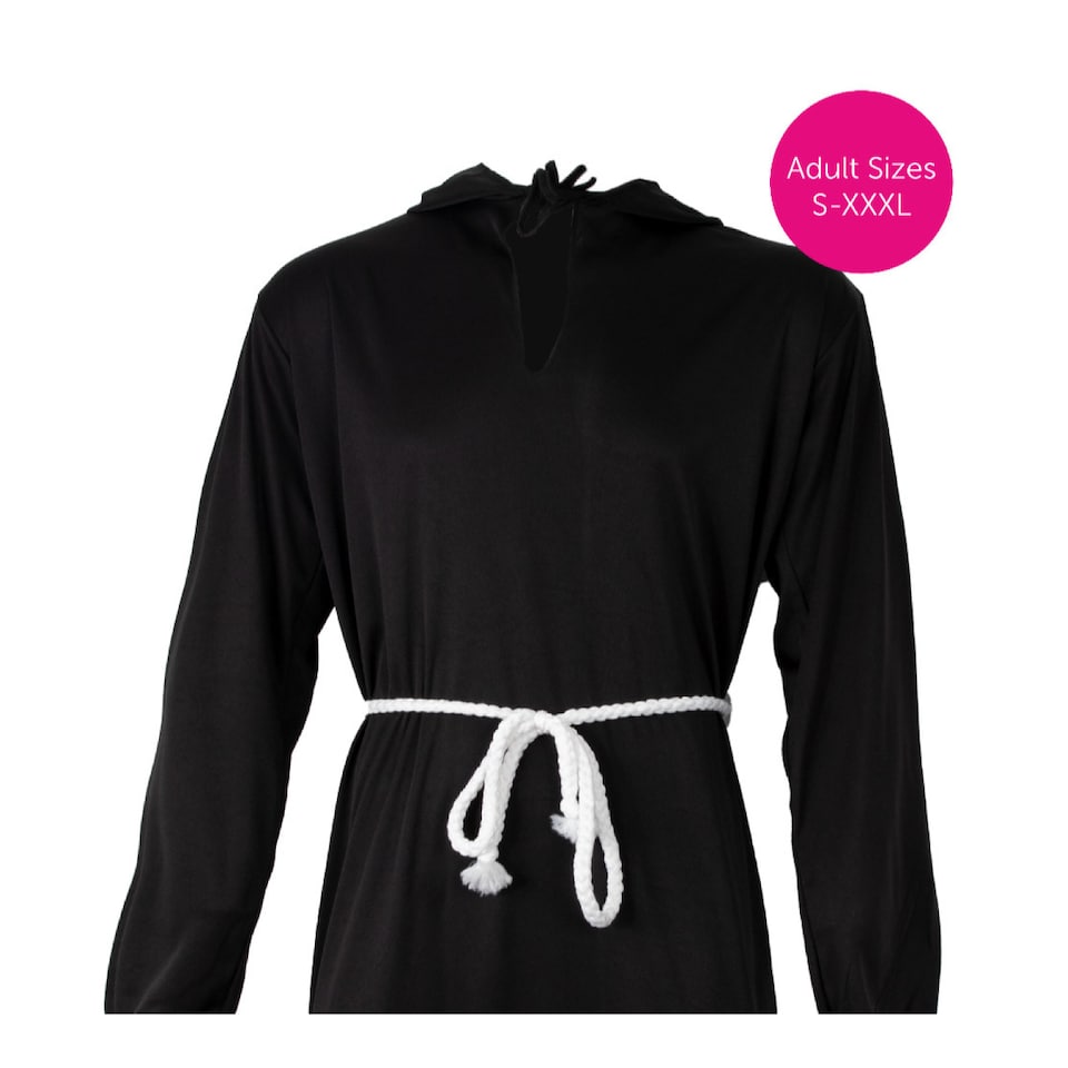 image 1 of Black Monk Costume with Cross & Wig | Black | M