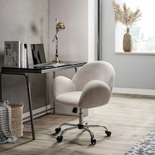 Living and Home Comfy Plush Swivel Office Chair, White