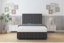 Sloomy Langston Graphite Dumfries Divan Bed With Mattress No Drawers With 26" Strutted Headboard & 12" Matching Footboard 5' King | Grey | Graphite | King | 1
