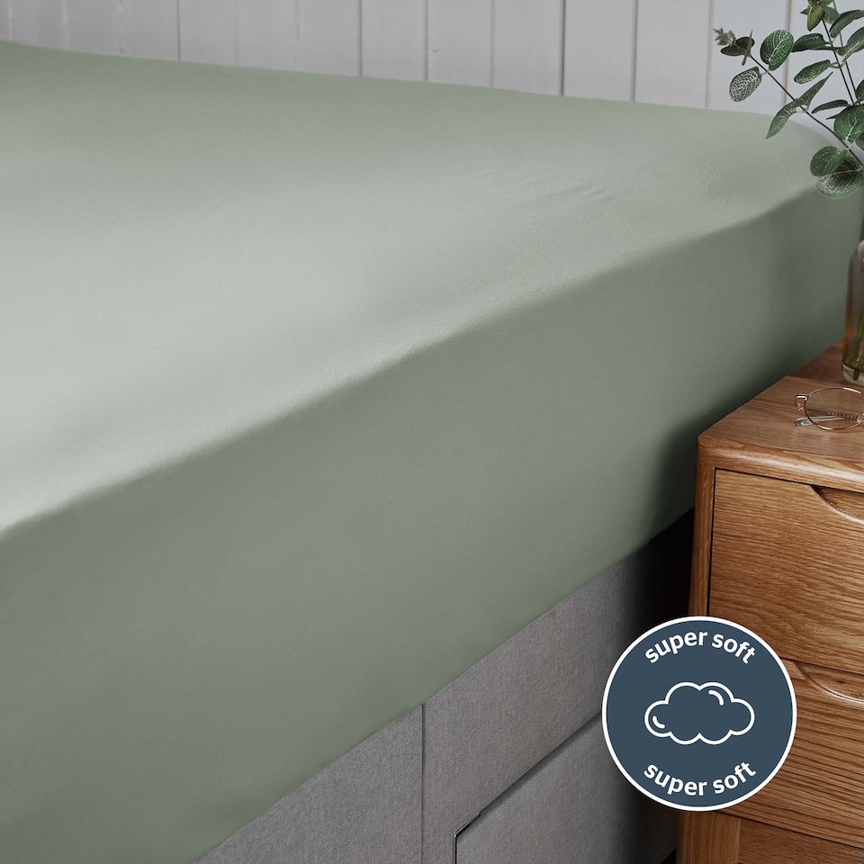 image 1 of Silentnight Supersoft Fitted Sheet, Sage