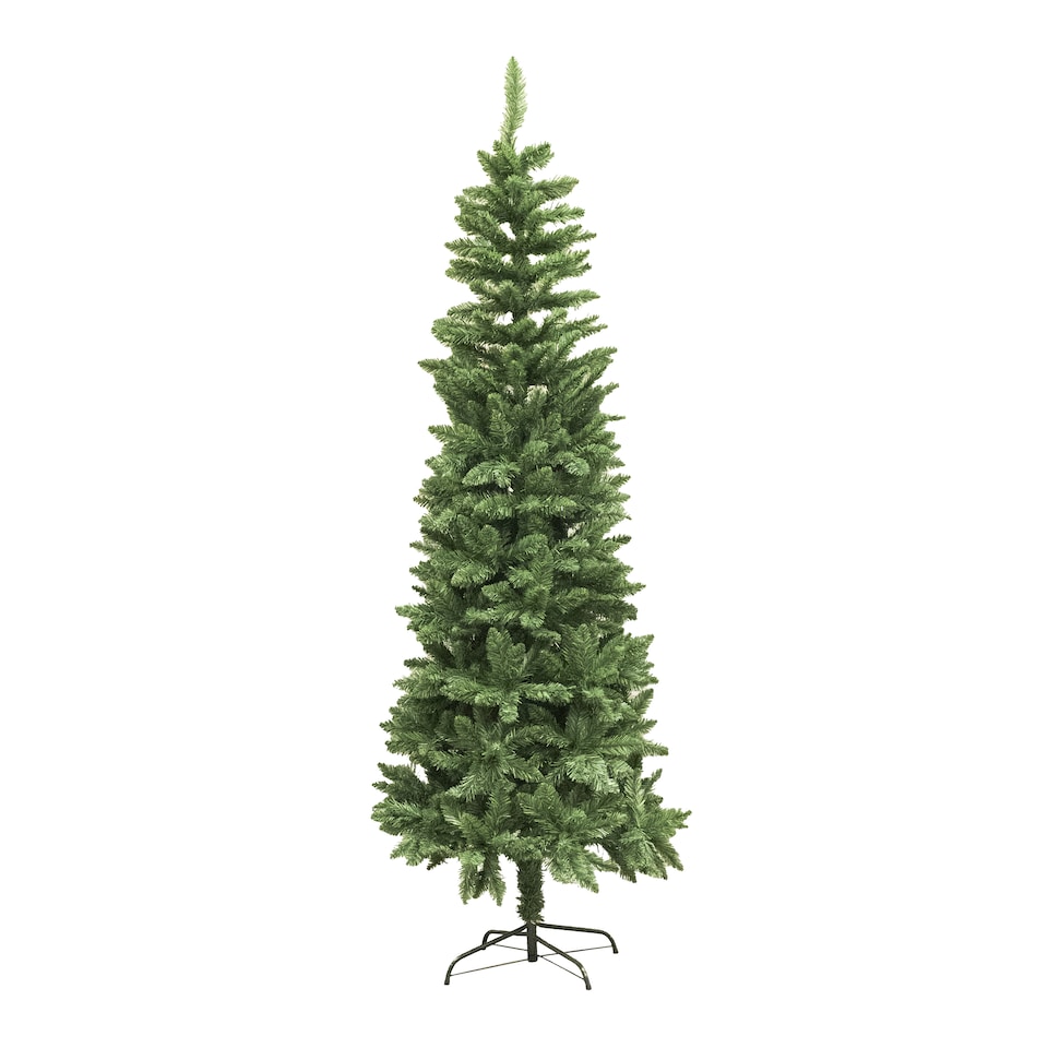 image 1 of 6FT Slim Pine Green Tree Christmas Holiday Festive Xmas Home Decorations with Pencil Point Tips | Green | Green
