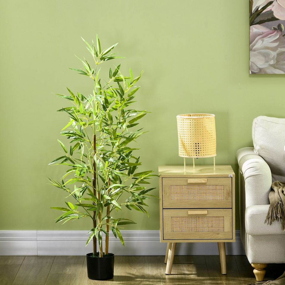 image 1 of Artificial Plant Bamboo Artificial Tree Height 120 cm with Pot