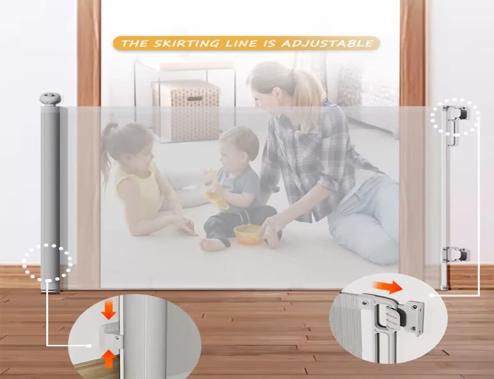 image 1 of S&D, Retractable Baby Gate Extra Wide up to 2.5 Meters, Stair Safety Gate Roll for Babies and Pets, dogs, Colour White
