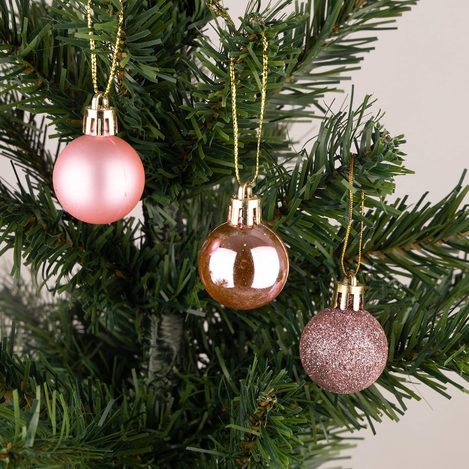 image 1 of 30mm/12Pcs Christmas Baubles Shatterproof Pale Pink,Tree Decorations