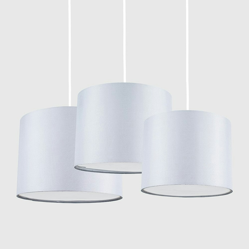 image 1 of ValueLights Torbery Set of 3 Grey Nesting Lamp Shades & Bulbs Grey