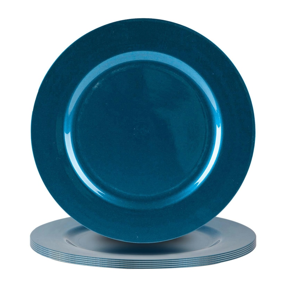 image 1 of Argon Tableware Metallic Charger Plates - 33cm - Blue - Pack of 6 Blue