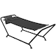 image 1 of Outsunny Outdoor Hammock with Stand with Side Pocket, Headrest, Dark Grey | Grey | Dark Grey | 237 x 90 x 92 cm