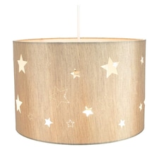Contemporary Beige Linen Childrens/Kids Pendant/Lamp Shade with Laser Cut Stars | Cream | Beige | 1