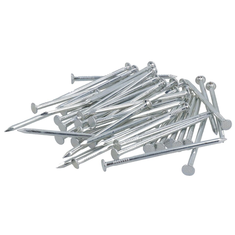image 1 of 2mm x 60mm Round Headed Wire nails For Concrete Brick Wood 90pc Zinc Plated