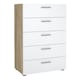image 1 of Pepe Chest of 5 Drawers in Oak with White High Gloss
