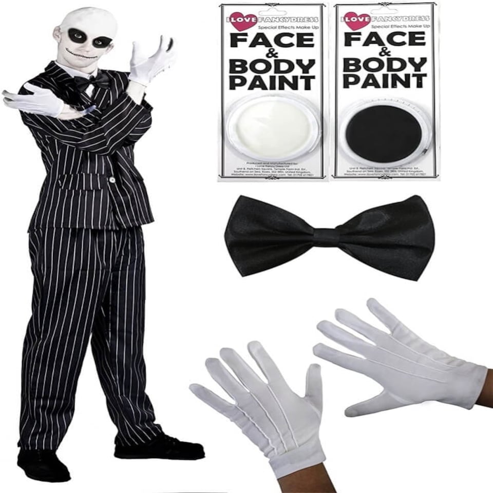 image 1 of Nightmare Mr Jack Halloween Costume Black | XL