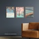image 2 of Set of 3 Hiroshige Views of Edo Blue Green Japanese A4 Wall Art Prints | Blue
