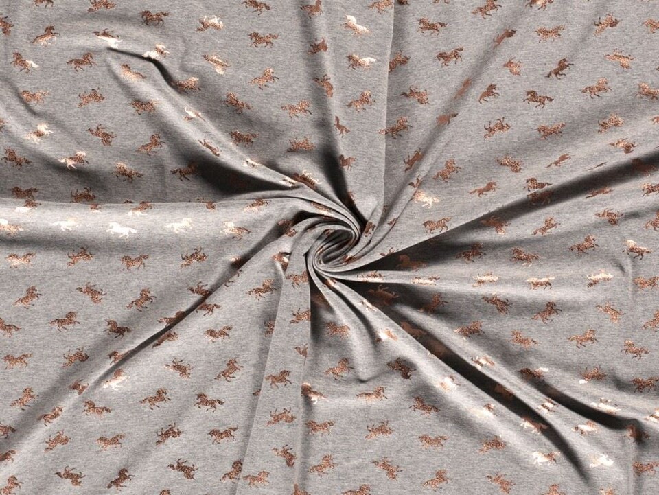 Grey Metallic Cotton Jersey Stretch Knit Fabric for Dressmaking, 155cm / 61" Wide - per metre