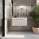 image 2 of Balterley Arch Modern Bathroom Wall Hung 1 Drawer Vanity Unit & Ceramic Basin | White | Satin White
