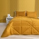 image 1 of OHS Coverless Quilted Geometric Embossed Soft Plush Cosy 7.5 Tog Washable Duvet Cover and Pillowcase Bedding Set Yellow | Ochre Yellow | King