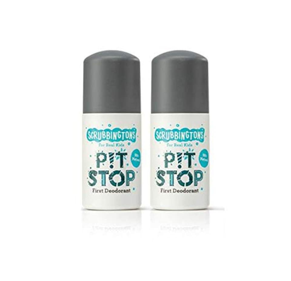 image 1 of Scrubbingtons Pit Stop Kids Deodorant Natural Roll On For Children, Teens Natural Ingredients For Sensitive Skin. Paediatrician approved, Aluminium & Alcohol Free, Original, 75ml x 2