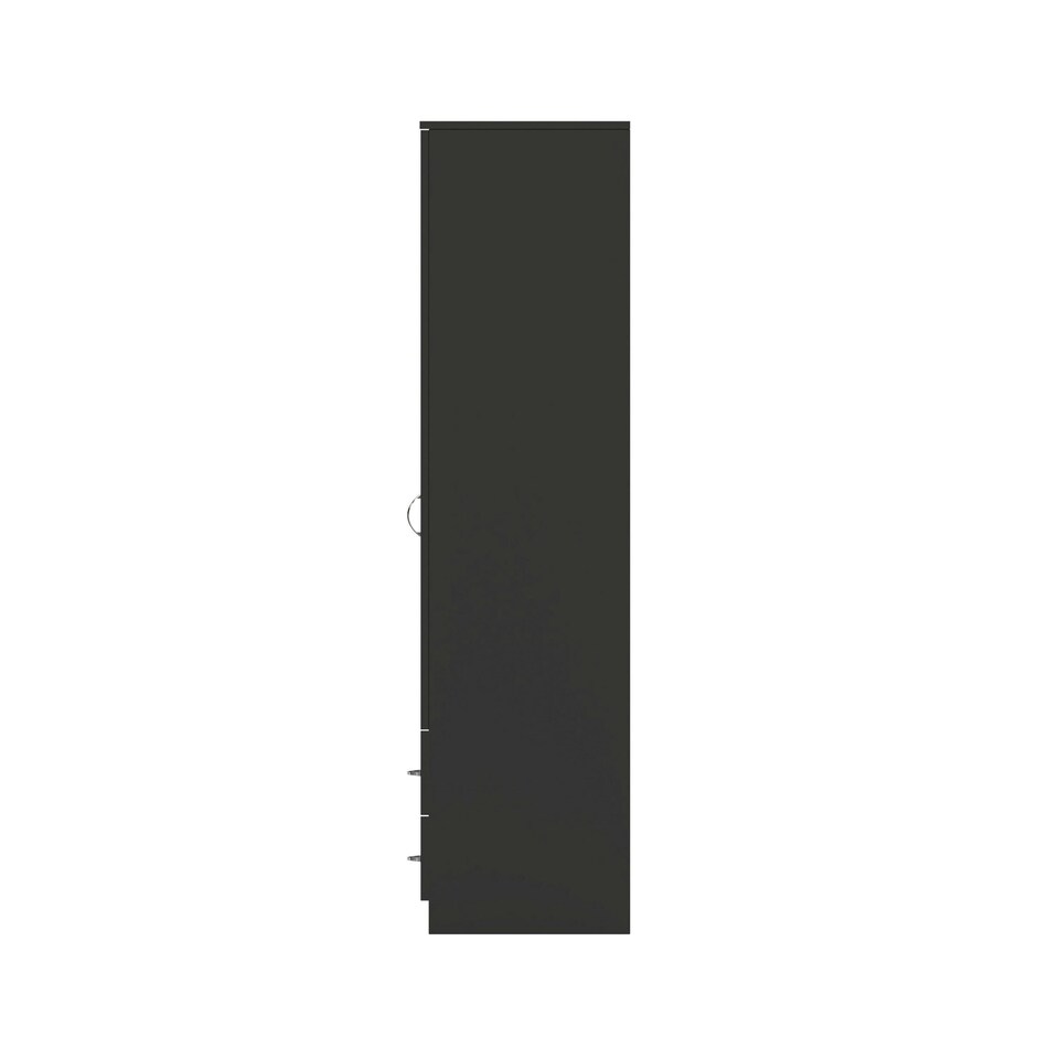 image 1 of FWStyle Chilton Combination Wardrobe 2 Door 2 Drawer - Black Gloss Front Black