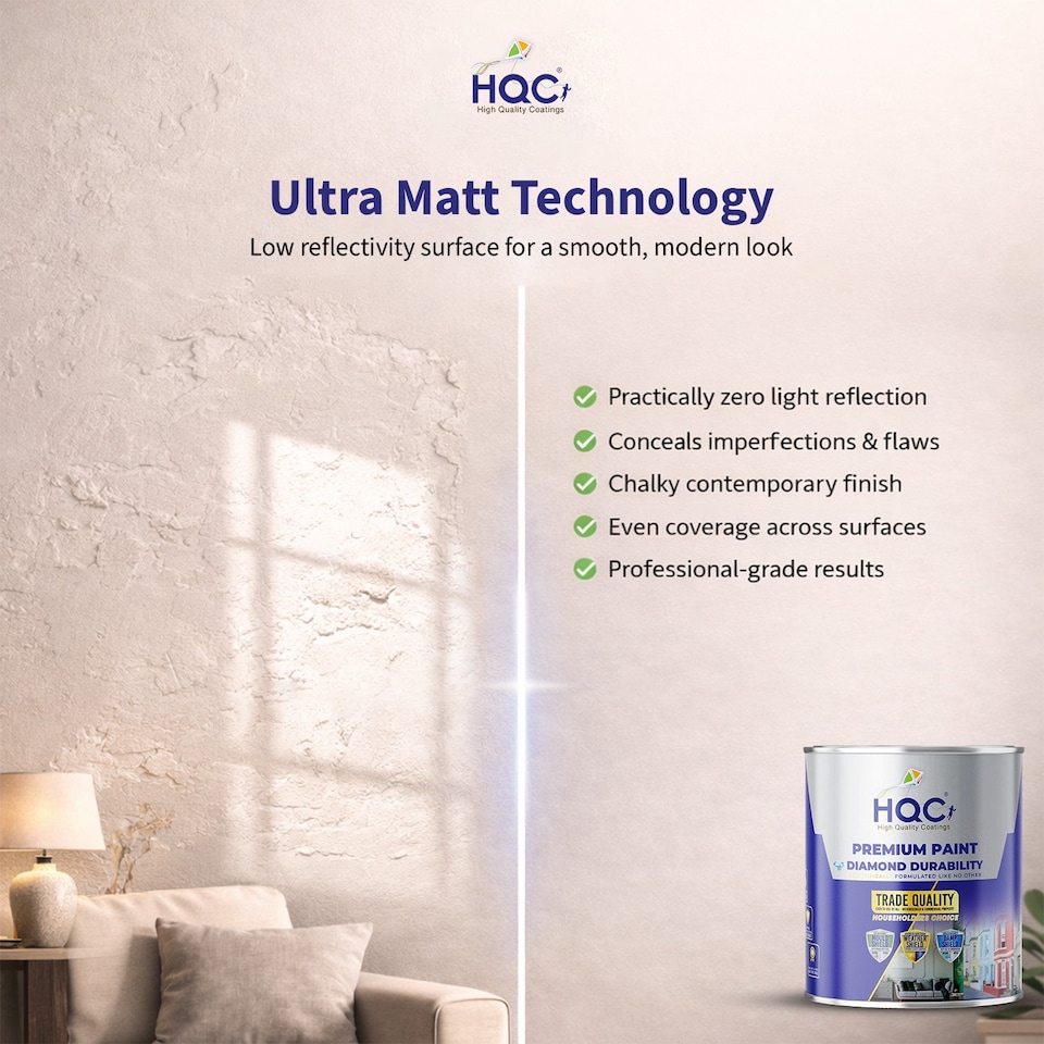 image 1 of HQC Matt Emulsion Paint - Matt Finish for Interior Walls & Ceilings - Terracota - 1L