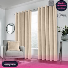 Luxury Enhanced Living Cream Velvet, Supersoft, Blackout, Thermal Pair of Curtains with Eyelet Top - 66 x 72 inch (168x183cm) | Cream | Cream | 2