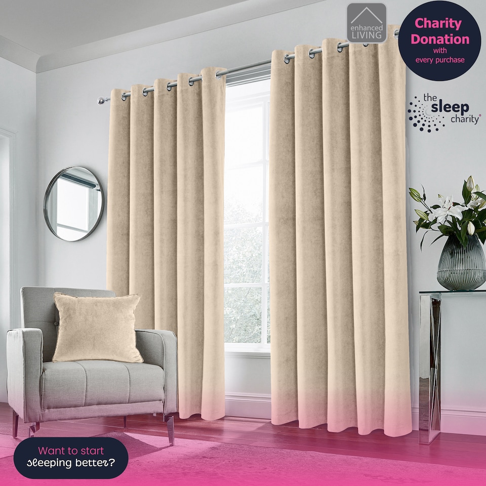 image 1 of Luxury Enhanced Living Cream Velvet, Supersoft, Blackout, Thermal Pair of Curtains with Eyelet Top - 66 x 72 inch (168x183cm) | Cream | Cream | 2