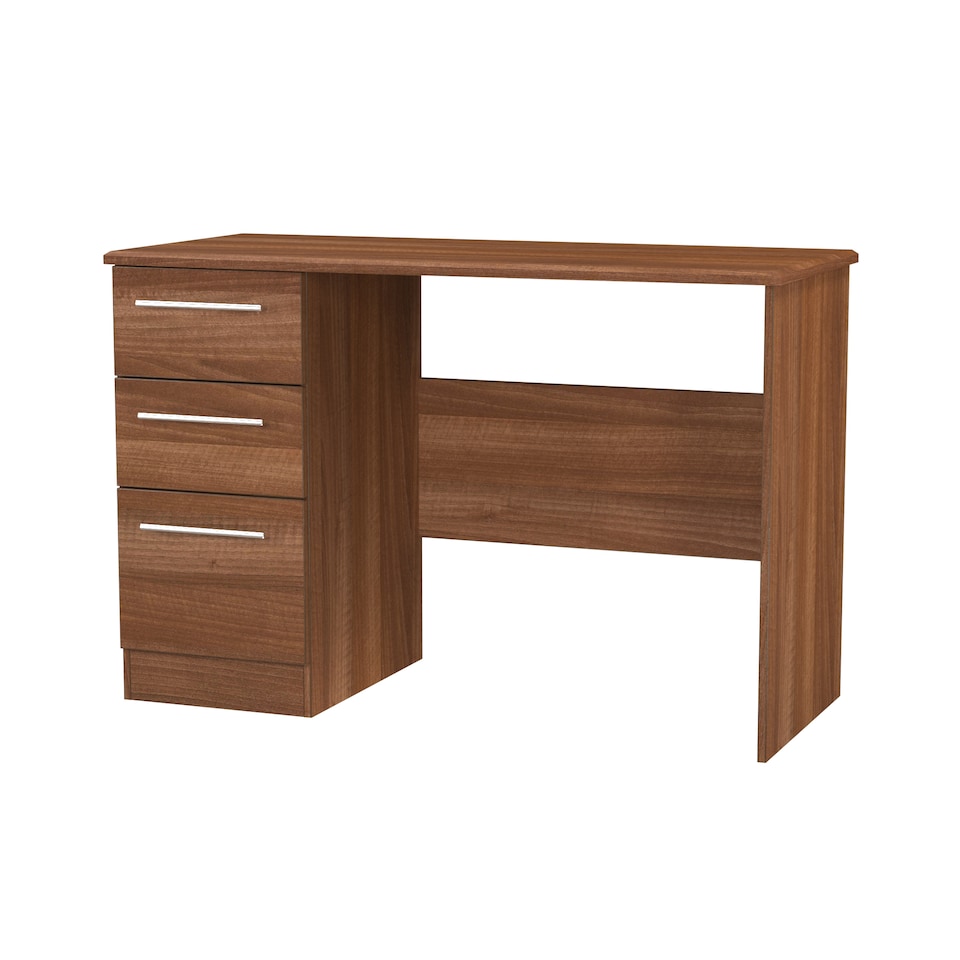 image 1 of Carlton 3 Drawer Desk in Noche Walnut (Ready Assembled) | Brown | Noche Walnut