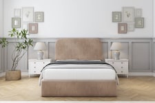 Sloomy Belvoir Mink Naples Bed Frame With Mattress With 45" Upholstered Headboard 2'6 Small Single