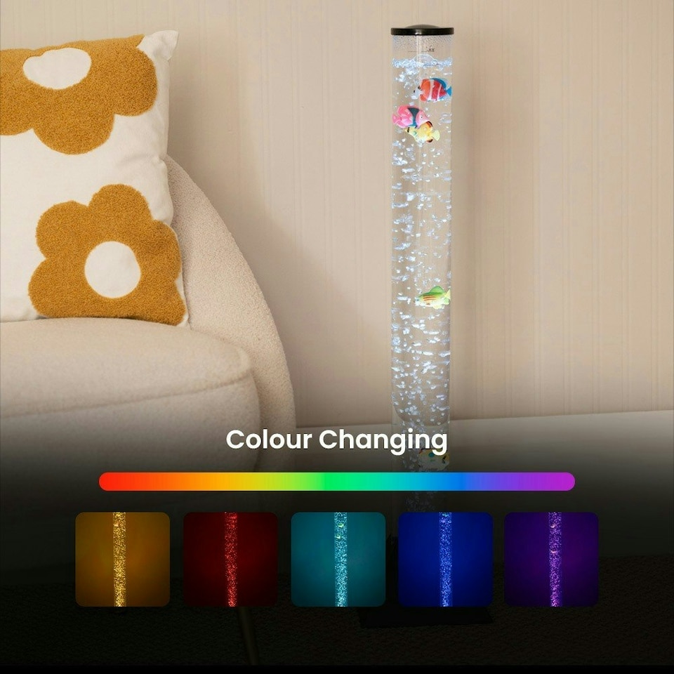 image 1 of ValueLights Colour Changing Novelty Sensory Fish Bubble Lamp 80cm