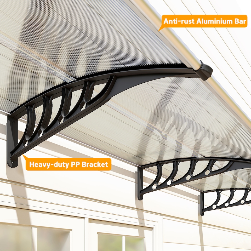 image 1 of Outsunny Door Canopy Outdoor Awning Rain Shelter for Window Porch 303x96 Clear | Clear | Clear | 1