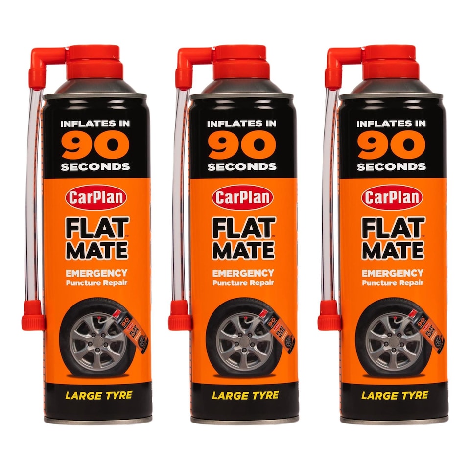 image 1 of CarPlan Flat Mate Large Tyre Inflator Emergency Puncture Repair Seal 3x 500ml