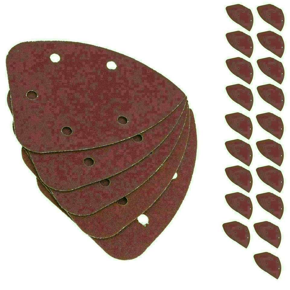 image 1 of Hook And Loop Detail Sanding Pads Discs 140mm Triangular 80 Grit Medium 100pc