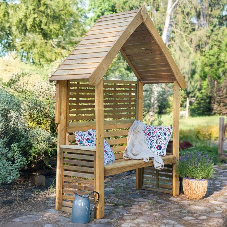 image 1 of Wooden Garden Bench 2 Seater Seated Arbour Outdoor Seat with Open Sides