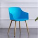 image 2 of Single Eden Modern Dining Chair, Faux Leather Padded Cushion & Solid Wooden Legs Blue