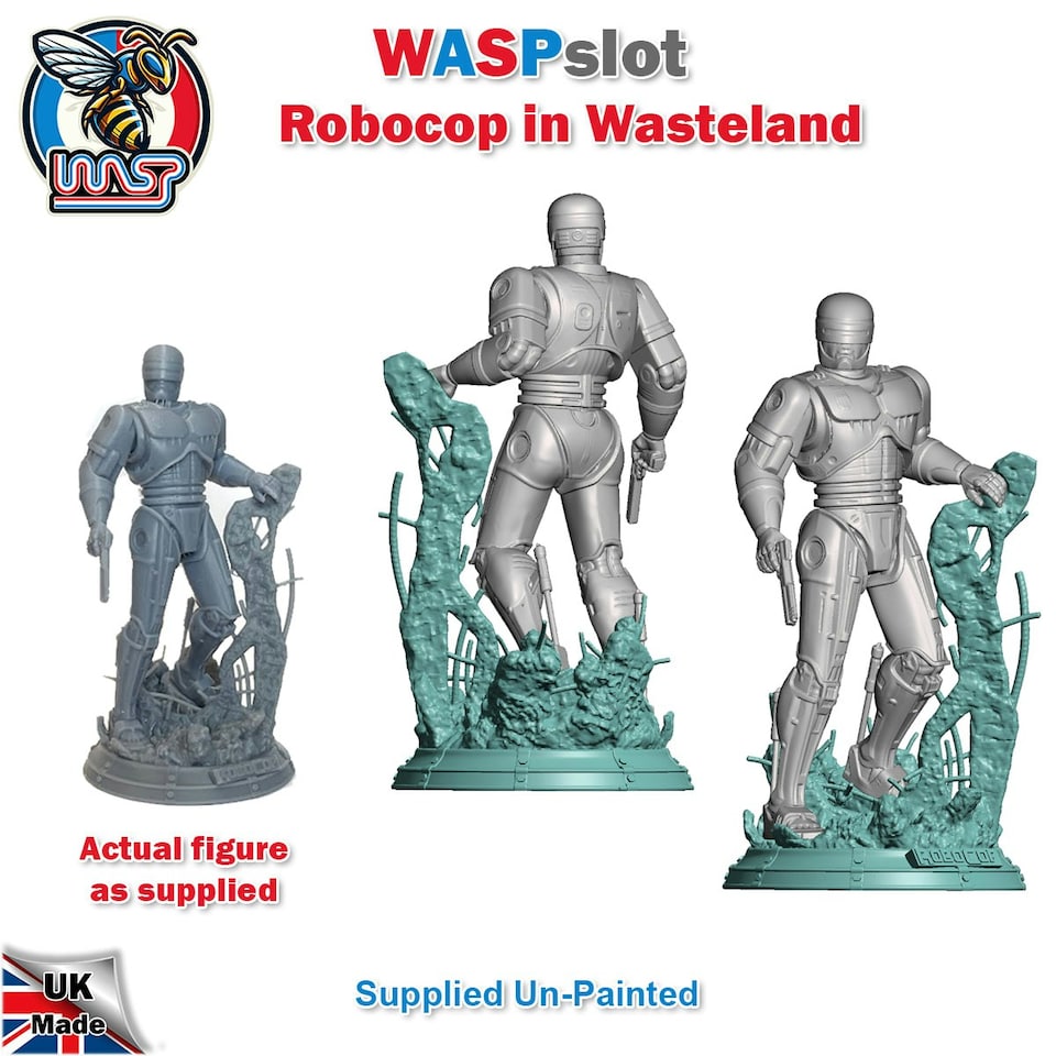image 1 of Robocop In Wasteland Set Unpainted Figure and Base 1:18 Scale Wasp