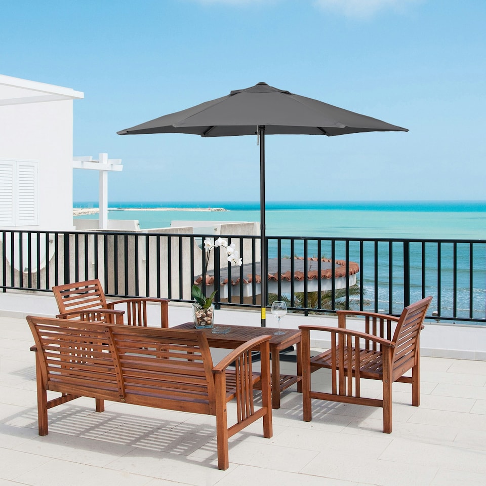 image 1 of Outsunny 2m Parasol Patio Umbrella, Outdoor Sun Shade with 6 Ribs Dark Grey
