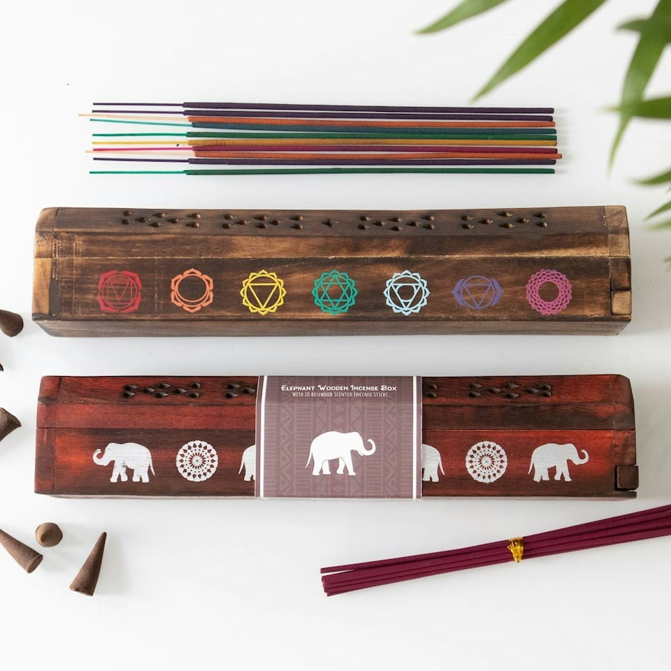 image 1 of Elements Mixed Seven Chakra Wooden Incense Gift Set - Brown - One Size