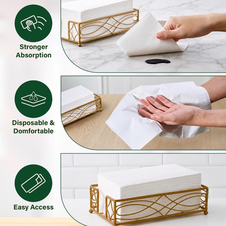 image 1 of ECONX White Paper Napkins 40cm 2 Ply Strong Paper Napkins Tissue Serviettes Cocktail Napkins Pack of 1000