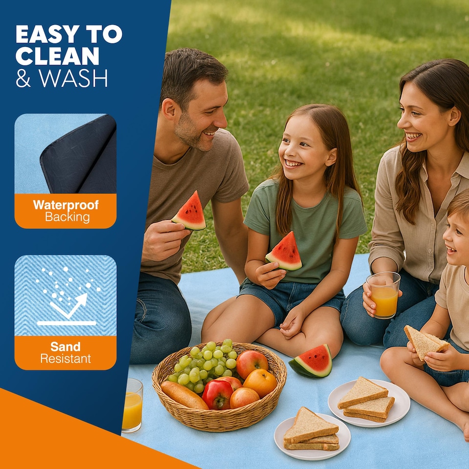 image 1 of Voyager Extra Large Picnic Blanket with Waterproof Backing and Carry Handle