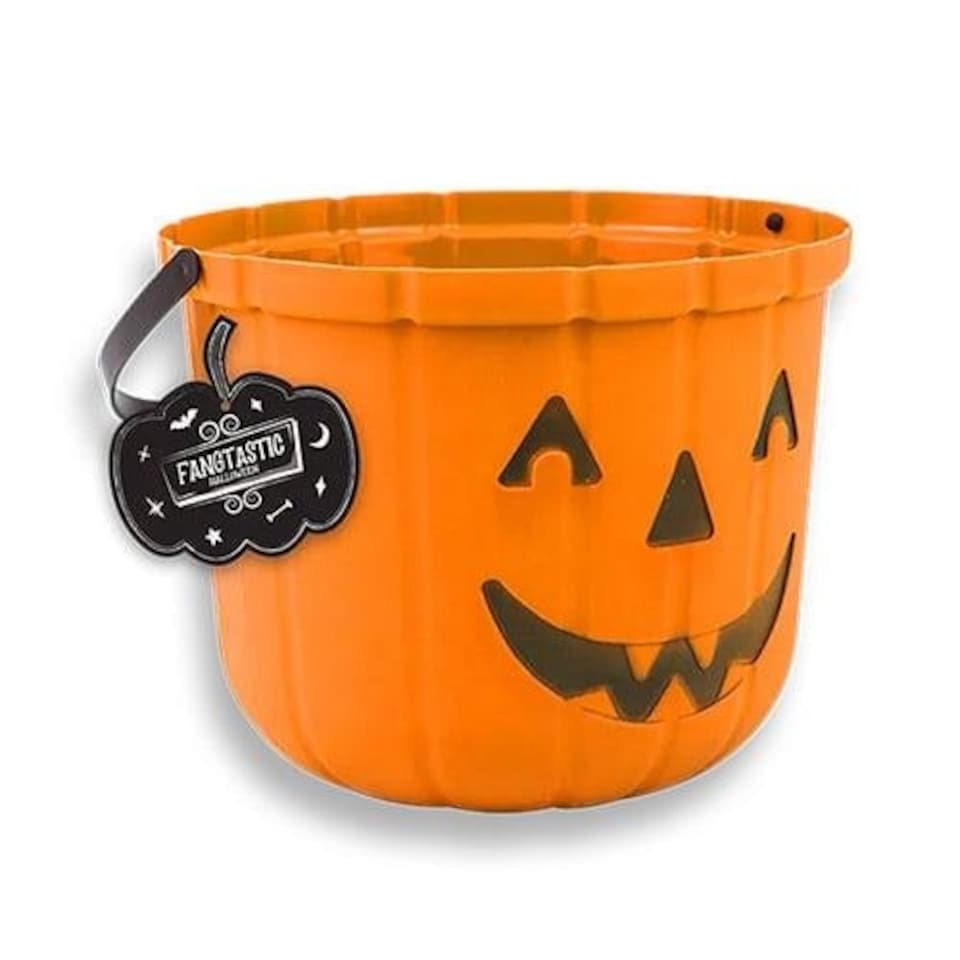 Orange Pumpkin Halloween Trick or Treat Plastic Bucket 25cm