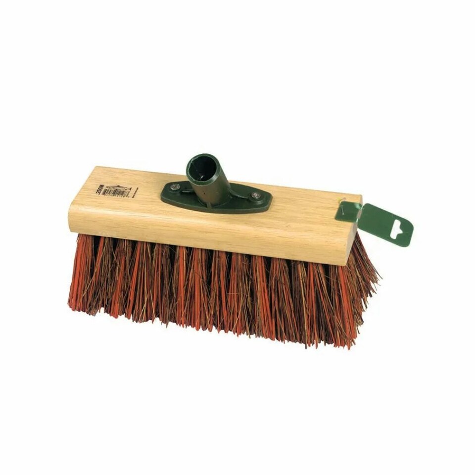 image 1 of Hill Brush Trade Stiff Yard Broom Head - Red/Beige - 25.4cm