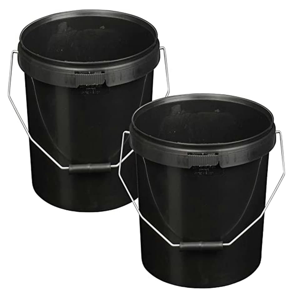 image 1 of 1 x 10 Litre Strong Black Plastic Hard Wearing Plastic Buckets Complete With Tamper Evident Lid & Handle