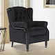 image 2 of Velvet Black Marianna Manual Recliner Wingback Chair