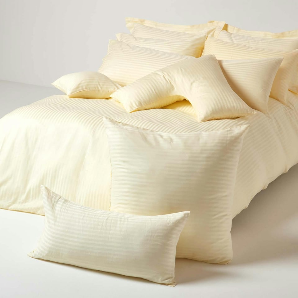 image 1 of Homescapes Pastel Yellow European Size Egyptian Cotton Pillowcase 330 TC - 60 x 60 cm | Yellow