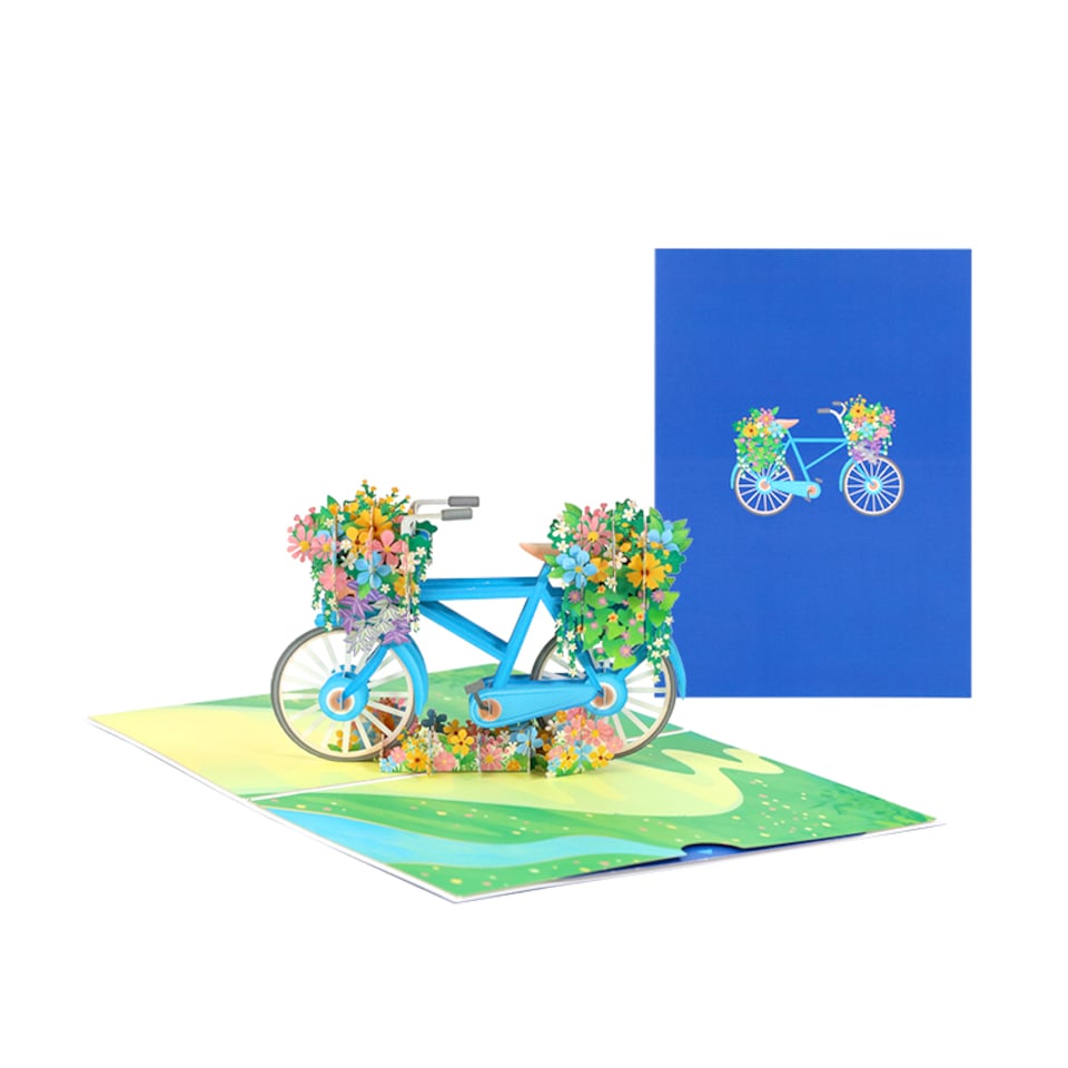 image 1 of Bicycle with Flower Baskets 3D Pop Up Greeting Card